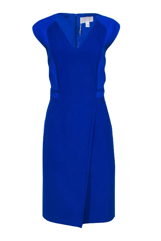 BOSS Hugo Boss - Cobalt Blue Mesh Paneled Sheath Dress Sz 10 Lace unclassified dresses