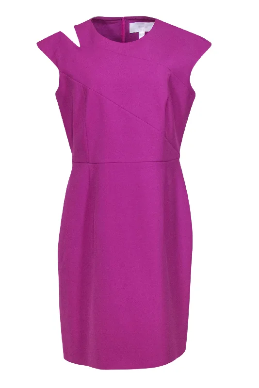 BOSS Hugo Boss - Purple Cap Sleeve Sheath Dress w/ Shoulder Cutout Sz 12 Comfortable unclassified dresses