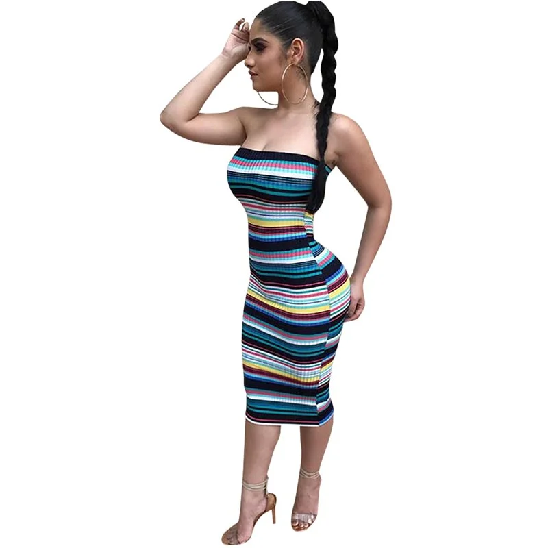 Brief Cute Strapless Step Club Dresses #Strapless #Rainbow Line Vacation unclassified dresses