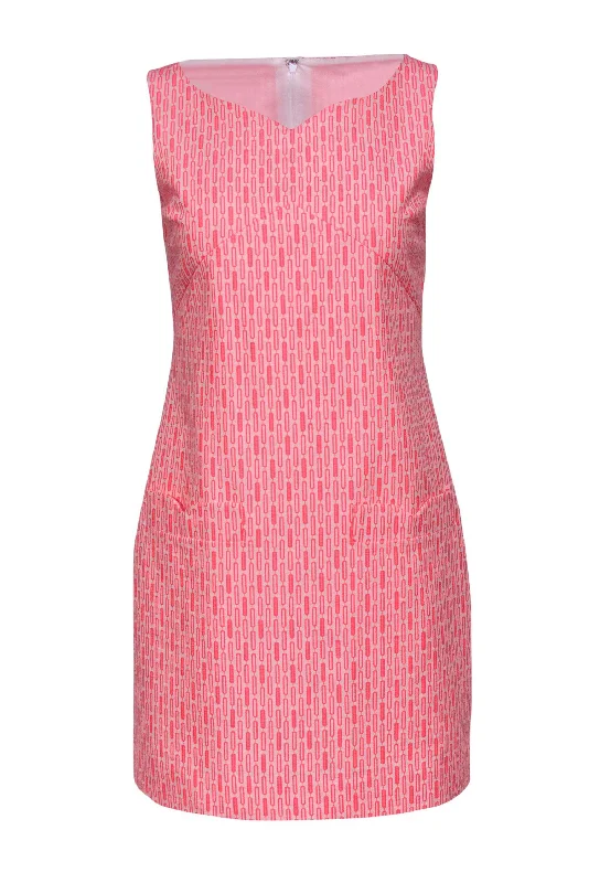 Britt Ryan - White & Pink Graphic Printed Sheath Dress Sz 2 Anniversary unclassified dresses