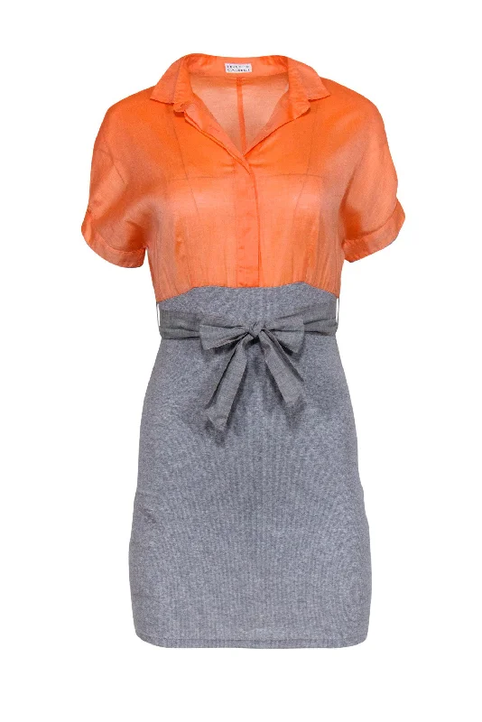 Brunello Cucinelli - Bright Orange & Gray Collared Dress Sz M Luxury unclassified dresses