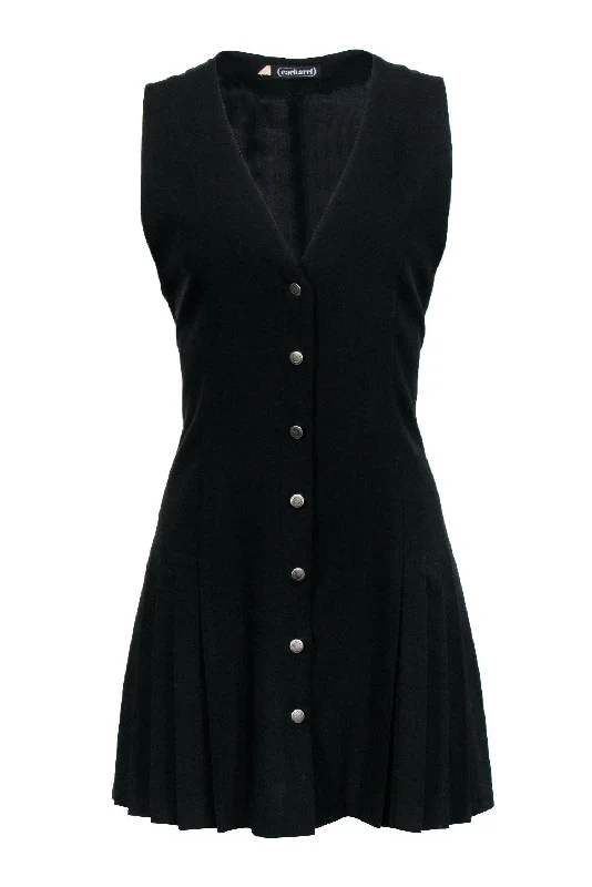 Cacharel - Black Vest-Style Pleated Hem Dress Sz S Graduation unclassified dresses