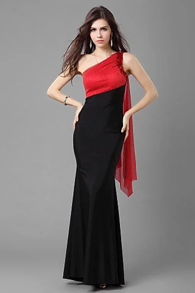 Charming Bicolor Spandex One Shoulder Evening Dress Beaded unclassified dresses