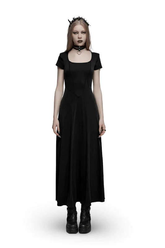 Chic Gothic Black A-Line Full-Length Evening Dress Elegant unclassified dresses