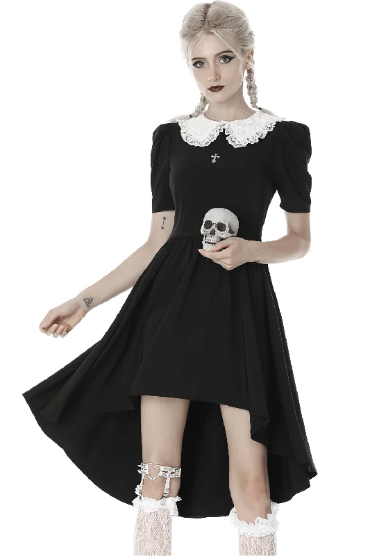 Chic Lolita Flare Dress with White Collar and Cross Pendant Lightweight unclassified dresses