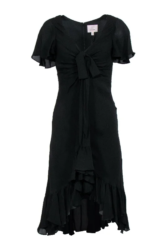 Cinq a Sept - Black A-Line Dress w/ Ruffle Hemline & Bow Sz 2 Sleeveless unclassified dresses