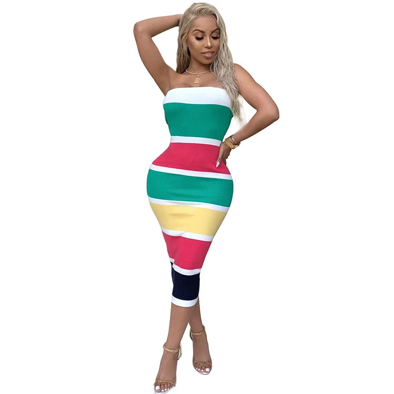 Color Block Mid-Calf Dress #Color Block #Mid-Calf Discounted unclassified dresses