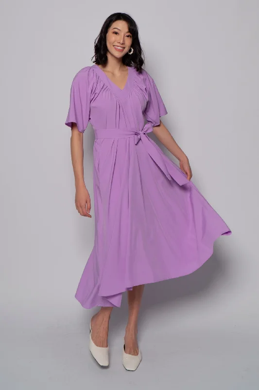 Whitney V Dress in Plain Lavender Color block unclassified dresses