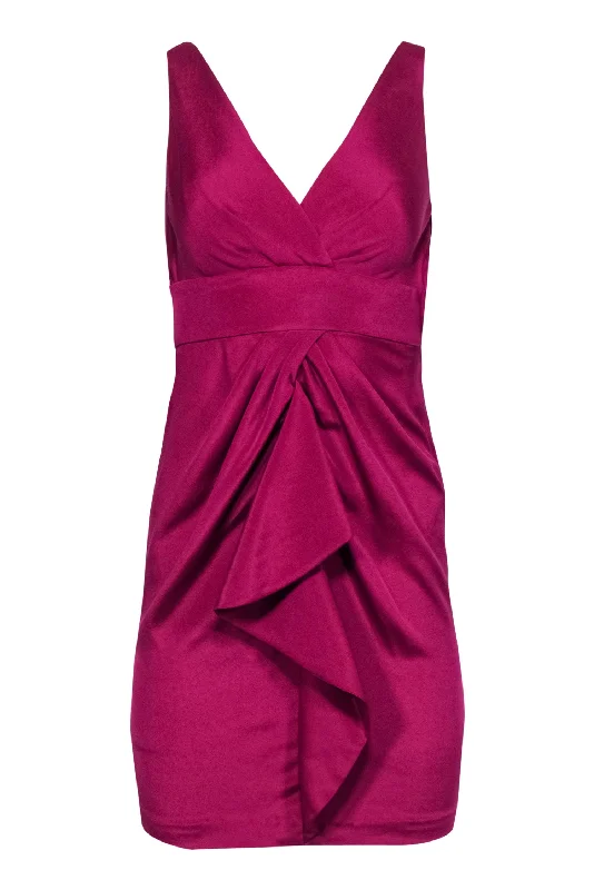 Diane von Furstenberg - Fuchsia Draped Silk Sheath Dress Sz 0 Tiered unclassified dresses