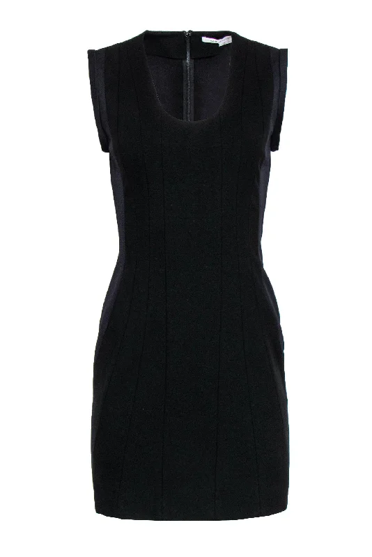 Diane von Furstenberg - Navy & Black Ribbed Sheath Dress Sz 6 Chiffon unclassified dresses