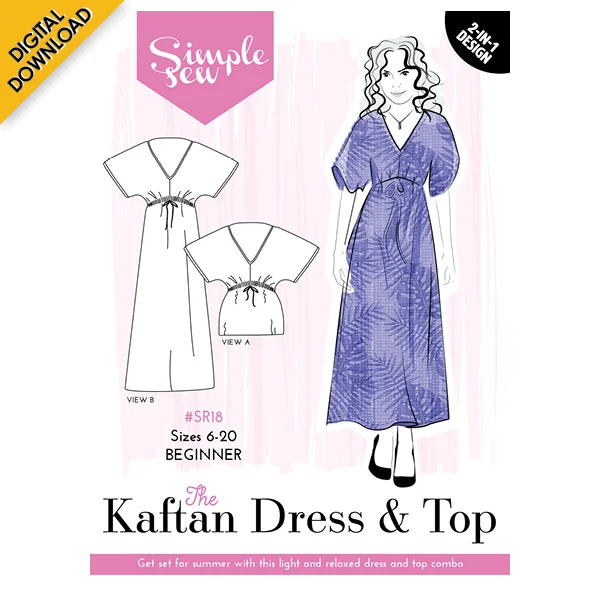 Digital Download | Simple Sew Kaftan Dress and Top Sewing Pattern One-shoulder unclassified dresses