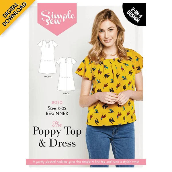 Digital Download | Simple Sew Poppy Top & Dress Sewing Pattern Backless unclassified dresses