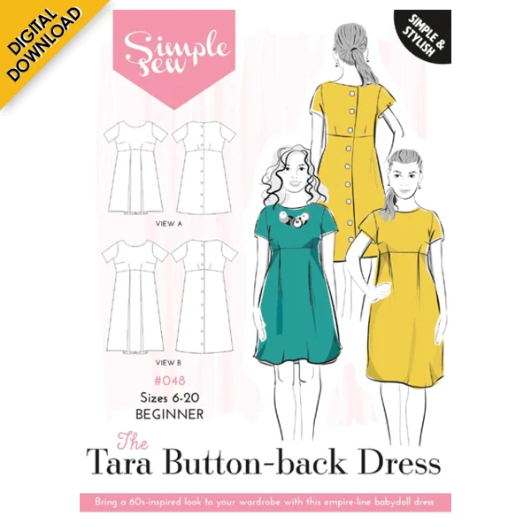 Digital Download | Simple Sew Tara Button-Back Dress Sewing Pattern Gothic unclassified dresses