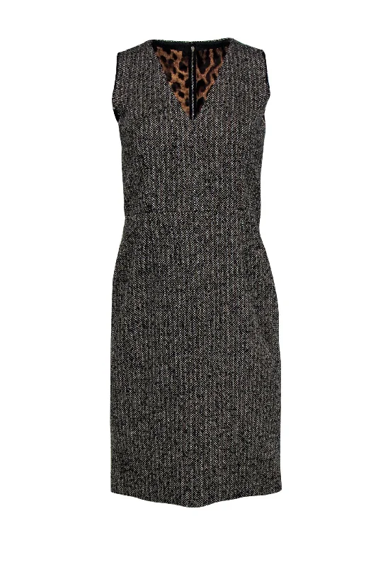 Dolce & Gabbana - Brown & Tan Marbled Woven Tweed Sheath Dress Sz 6 Wrap unclassified dresses