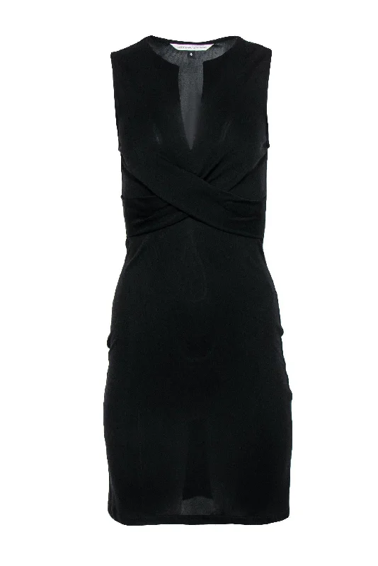 Diane von Furstenberg - Black Draped Cross Bodice Dress Sz 4 Travel unclassified dresses