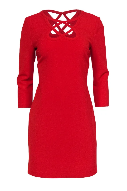 Diane von Furstenberg - Red Sheath Dress w/ Cutout Neckline Sz 4 Street style unclassified dresses