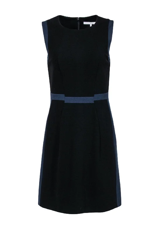 Diane von Furstenberg - Black Sleeveless Sheath Dress w/ Navy Trim Sz 8 Long sleeve unclassified dresses