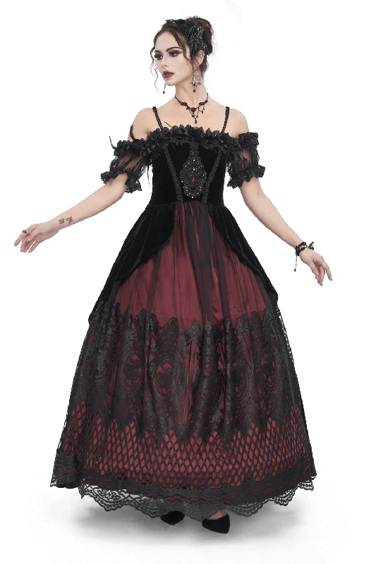 Elegant Velvet Off-The-Shoulder Victorian Dress Best-selling unclassified dresses