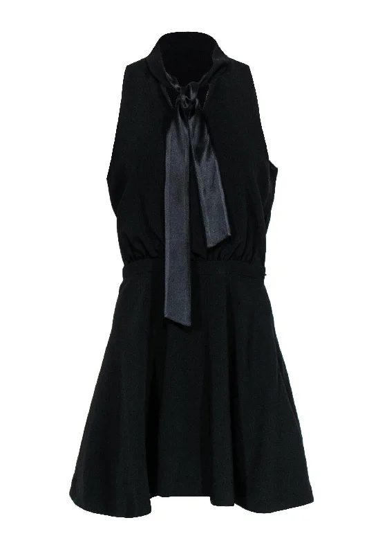 Elizabeth & James - Black Fit & Flare Dress w/ Tie Front Sz 8 Tulle unclassified dresses