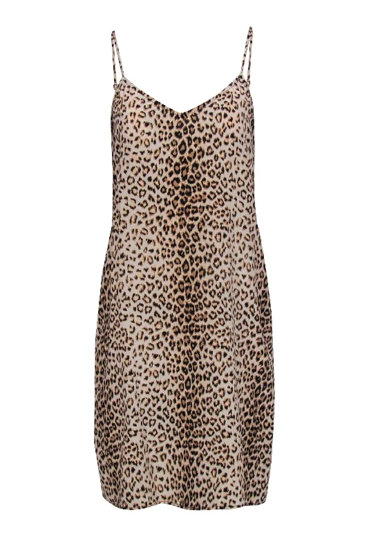 Equipment - Beige Leopard Print Sleeveless Slip Dress Sz S Formal unclassified dresses