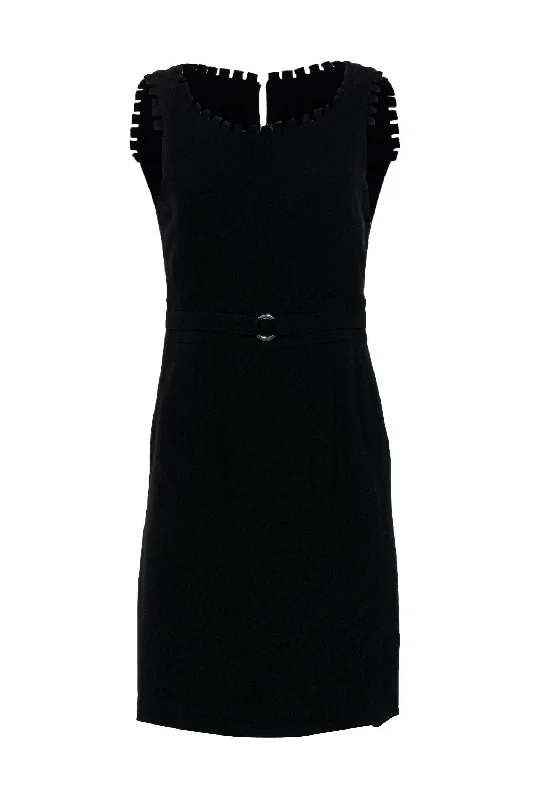 Gerard Darel - Black Sheath Dress w/ Silver Ring & Notch Trim Sz 6 Everyday wear unclassified dresses