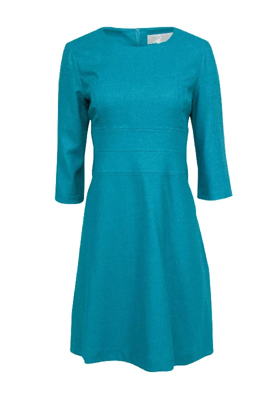 Goat - Jade Green Quarter Sleeve Wool "Jennifer" Skater Dress Sz 10 Monochrome unclassified dresses