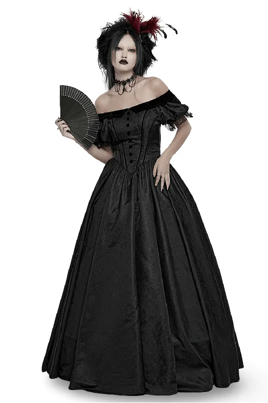 Gothic Elegant Ball Gown Off-Shoulder Jacquard Dress Embroidered unclassified dresses