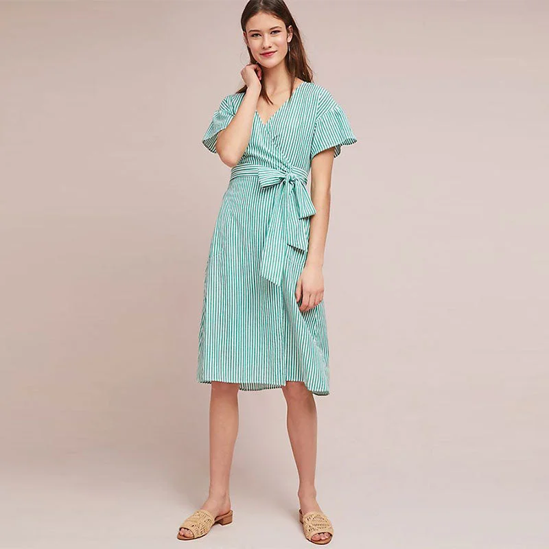 Green And White Stripes Beach Wear #Stripes Elegant unclassified dresses