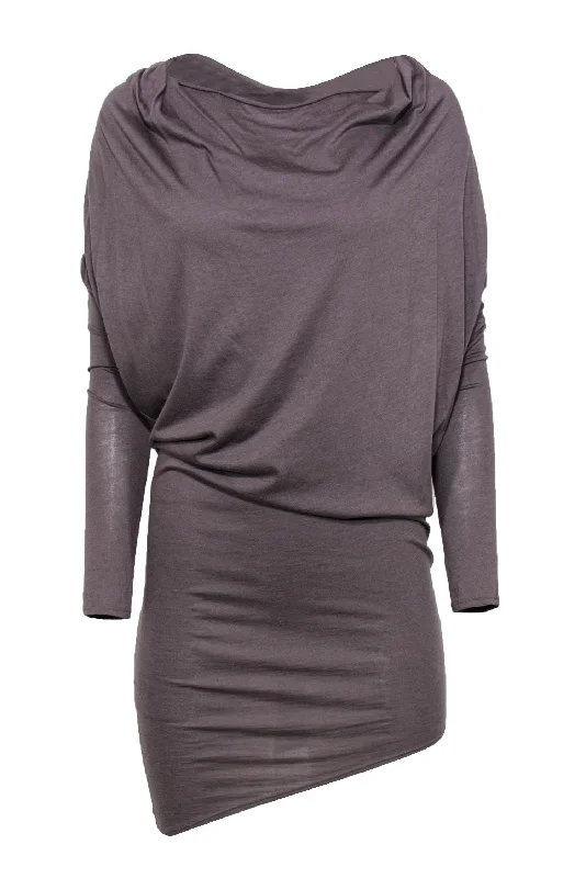 Helmut Lang - Taupe Draped Cowl Neck Dress Sz S Vintage unclassified dresses