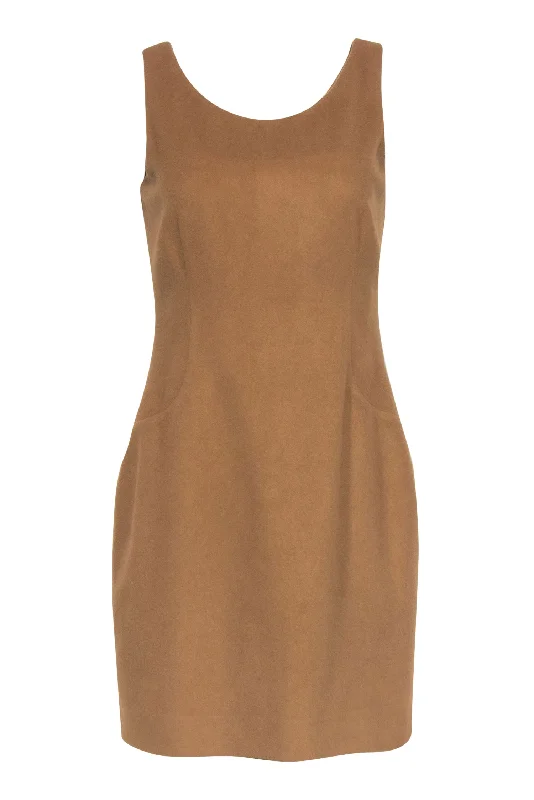 Hobbs - Camel Colored Fuzzy Sheath Dress Sz 10 Boho unclassified dresses