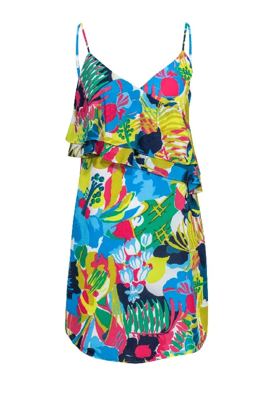 J.Crew - Multicolored Printed Ruffle Sleeveless Shift Dress Sz 0 Spring unclassified dresses