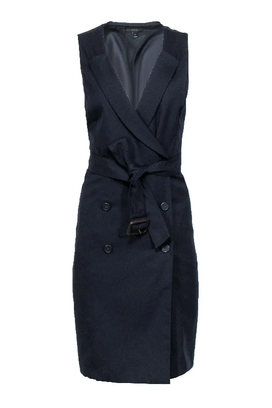 J.Crew - Navy Double Breasted Wool Blazer-Style Wrap Dress Sz 10 Fashionable unclassified dresses