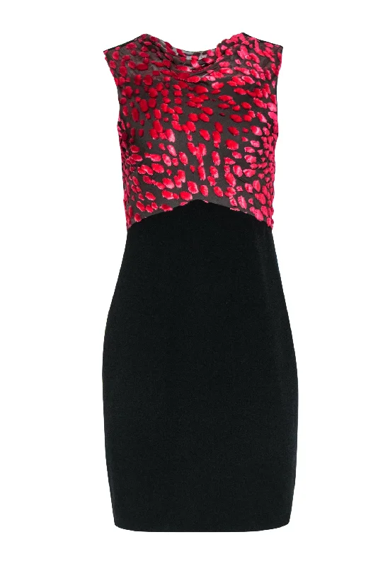 Jason Wu - Black Sheath Dress w/ Fuzzy Bodice Design Sz 2 Silk unclassified dresses