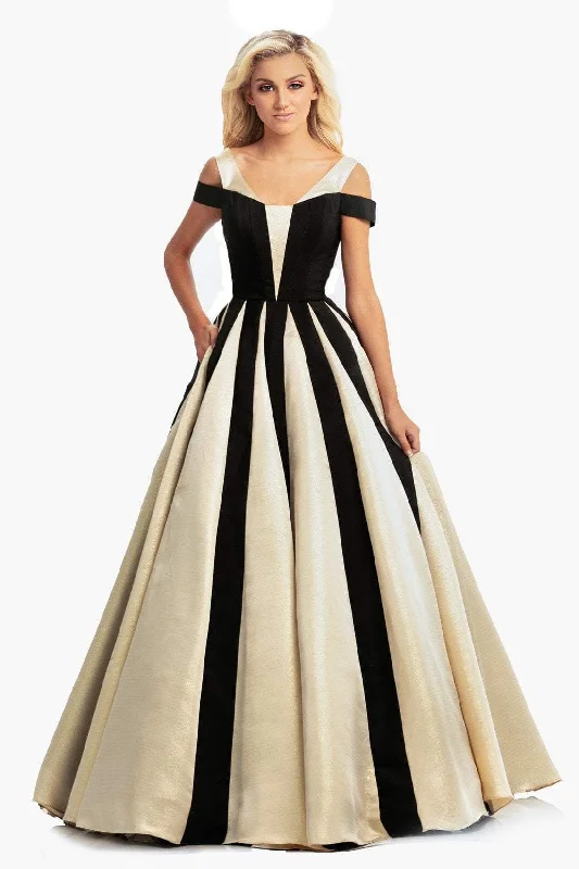 Johnathan Kayne - Cold Shoulder Colorblock Ballgown 9000SC Printed unclassified dresses