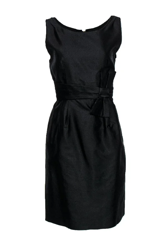 Kate Spade - Black Silk Blend Bow Waist Sheath Dress Sz 10 Casual chic unclassified dresses