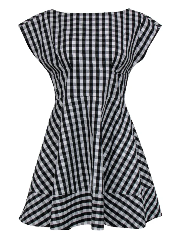 Kate Spade - Black & White Gingham Cotton A-Line Dress Sz 6 Velvet unclassified dresses