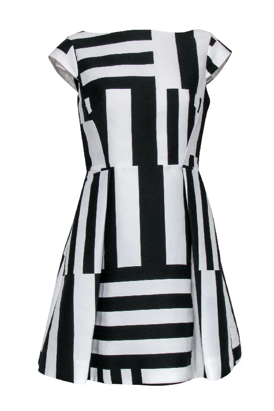 Kate Spade - Black & White Printed Boat Neck Dress w/ Bows Sz 6 Polka dot unclassified dresses