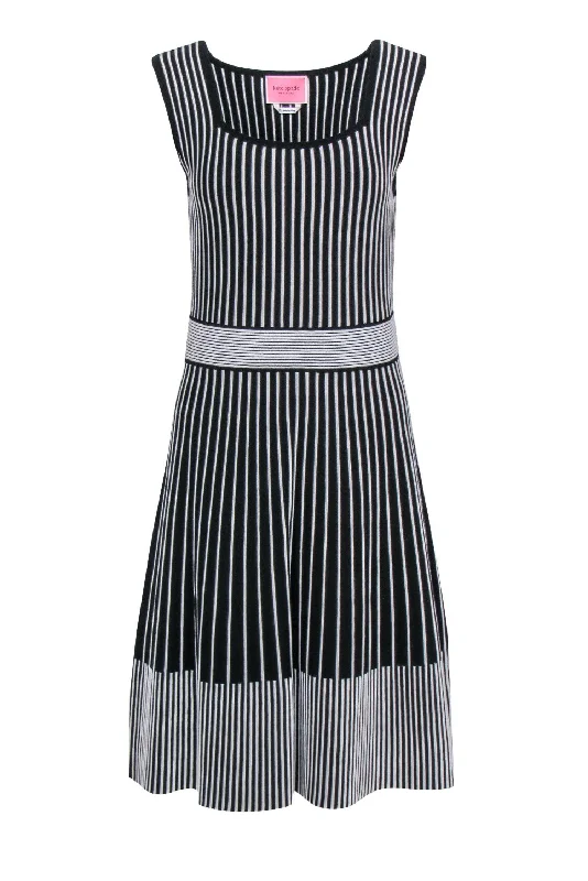 Kate Spade - Black & White Striped Knit Dress Sz M Color block unclassified dresses