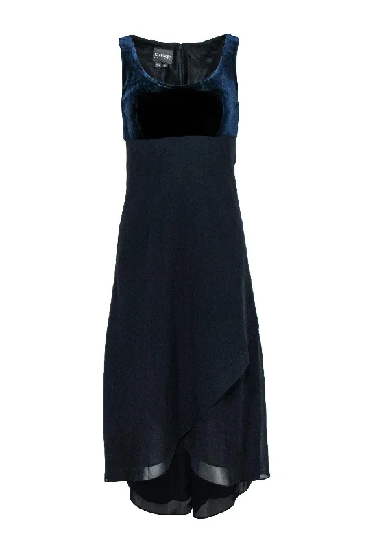 Kay Unger - Midnight Blue Sleeveless High-Low Gown w/ Velvet Top Sz 8 Women's unclassified dresses