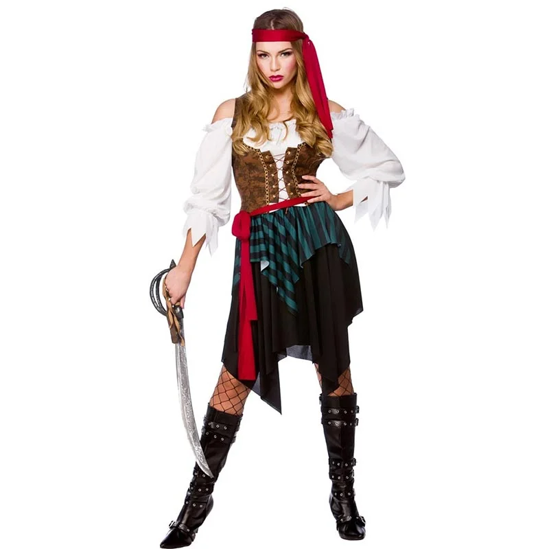 Ladies Caribbean Pirate Budget Fancy Dress Halloween Costume #Costume Striped unclassified dresses