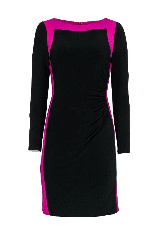 Lauren Ralph Lauren - Black & Purple Colorblock Ruched-Side Sheath Dress Sz 4 Sequin unclassified dresses