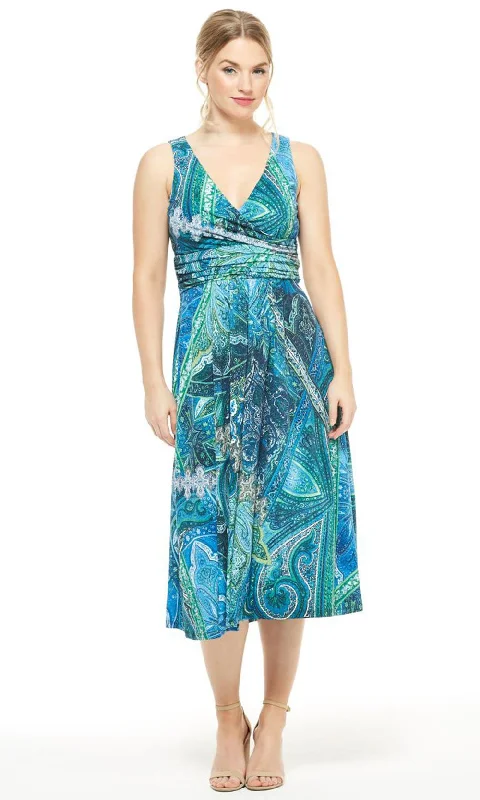 London Times - T4494MSC Sleeveless Printed V-Neck Dress Club unclassified dresses