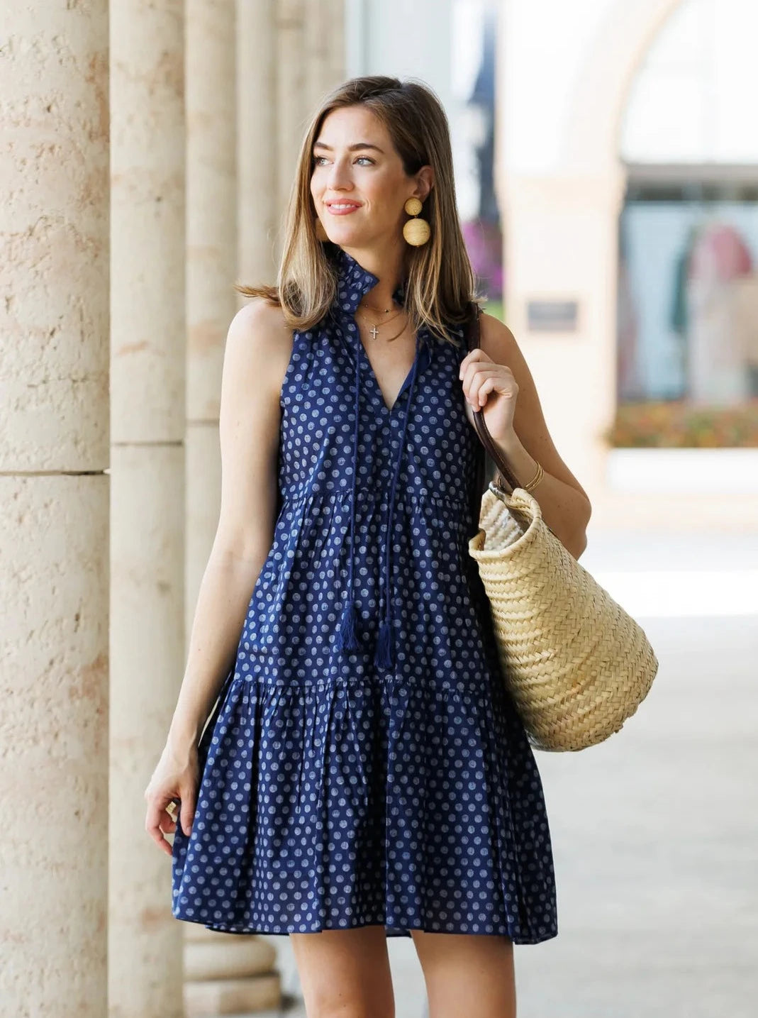 Lucile Dress Navy Sketched Dot by Duffield Lane Velvet unclassified dresses