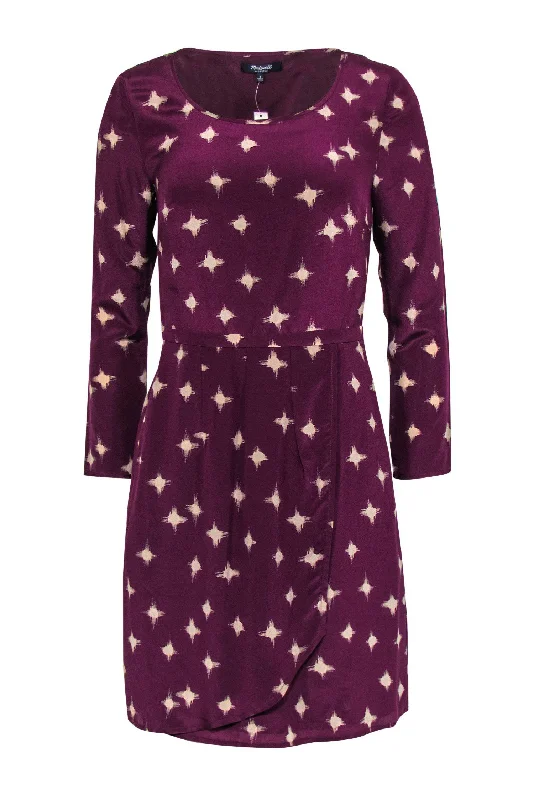 Madewell - Purple Star Twinkle Printed A-Line Dress Sz 2 Anniversary unclassified dresses