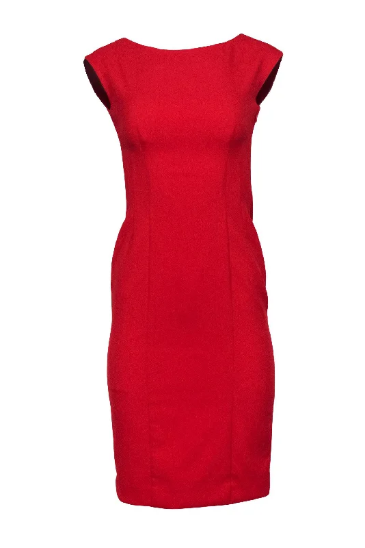 Maeve - Red Boat Neck Sheath Dress Sz 0 Holiday unclassified dresses