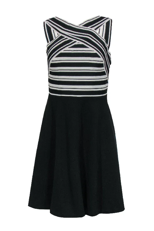 Maeve - Black & White Striped Bodice Dress Sz 4 Chic unclassified dresses