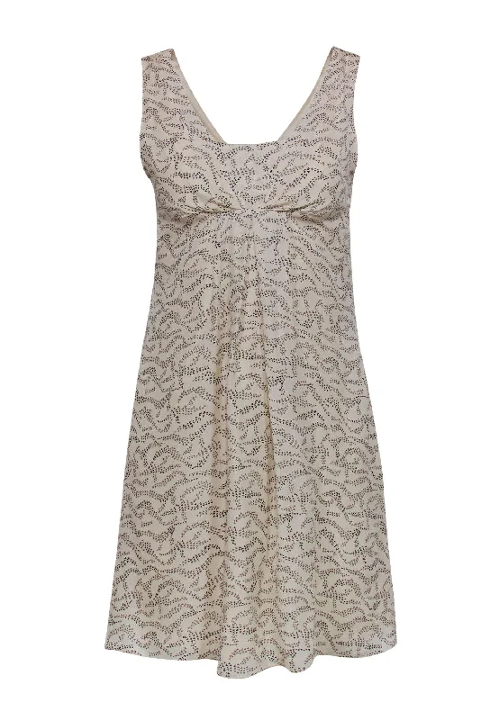 Marc by Marc Jacobs - Beige Printed Sleeveless Silk A-Line Dress Sz 2 Embroidered unclassified dresses