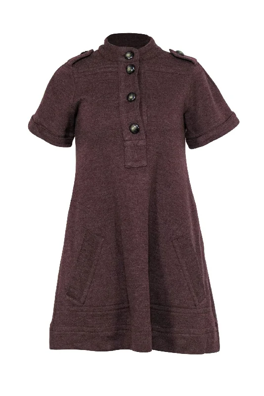 Marc by Marc Jacobs - Maroon Wool Shift Dress w/ Buttons Sz XS A-line unclassified dresses