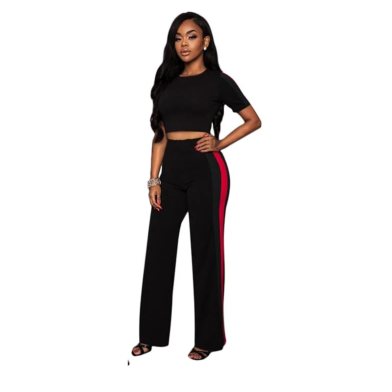 Milano Black Stripes Two Piece Set #Black #Pant Sets Ruched unclassified dresses