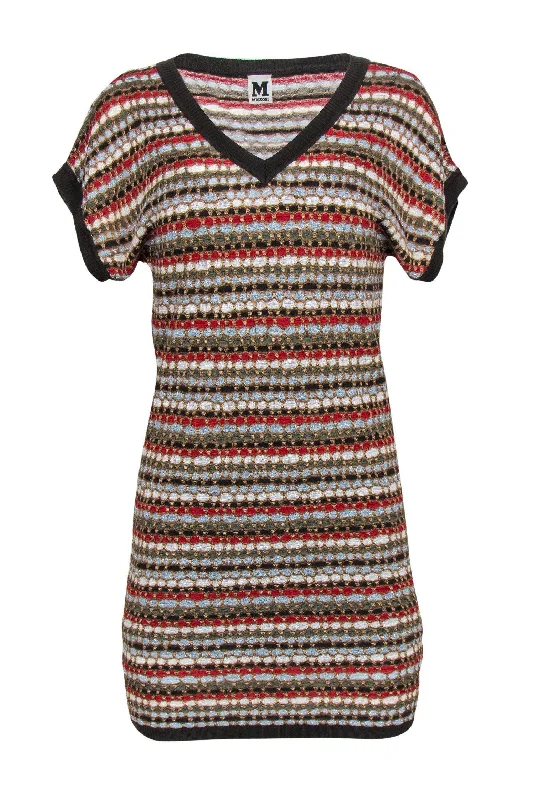 Missoni - Brown & Multi Metallic Patterned Knit Dress Sz S Discounted unclassified dresses